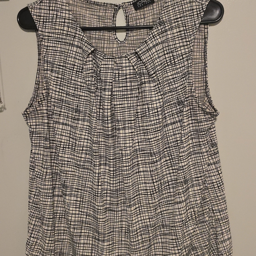 Jones New York Black and White Grid Blouse